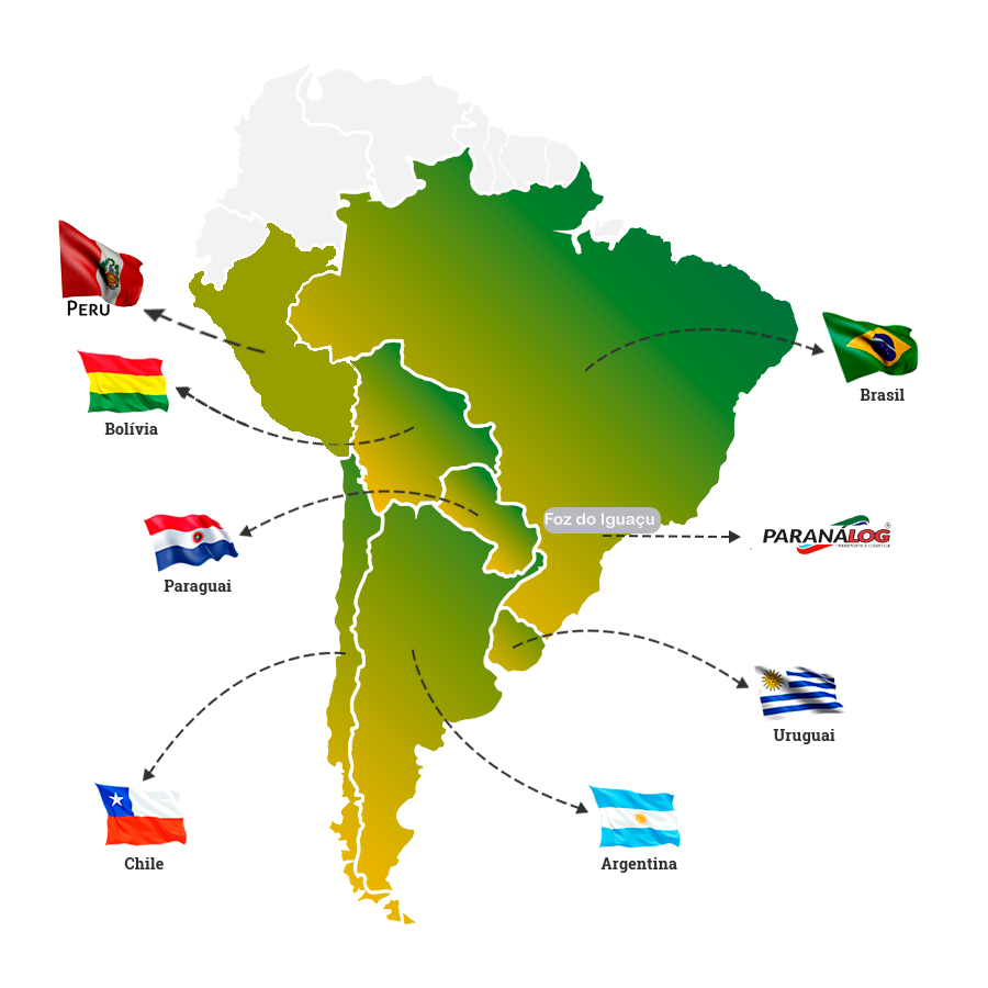 Mapa de Atuação Internacional da Paranálog